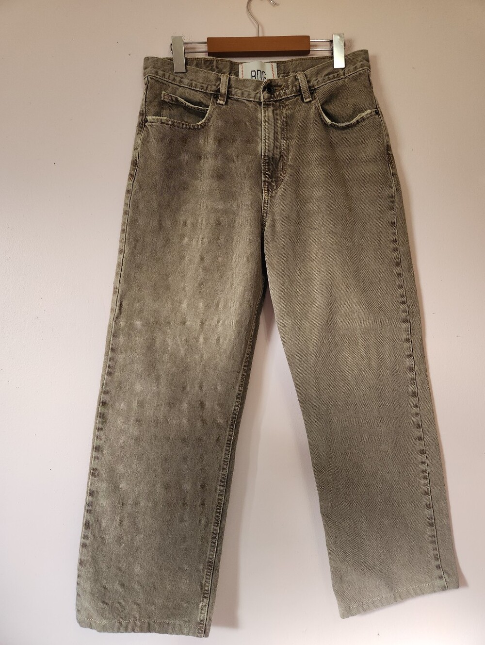 BDG Skate Fit Jeans Baggy Wide Leg Overdyed Khaki Brown Streetwear Size 30x30